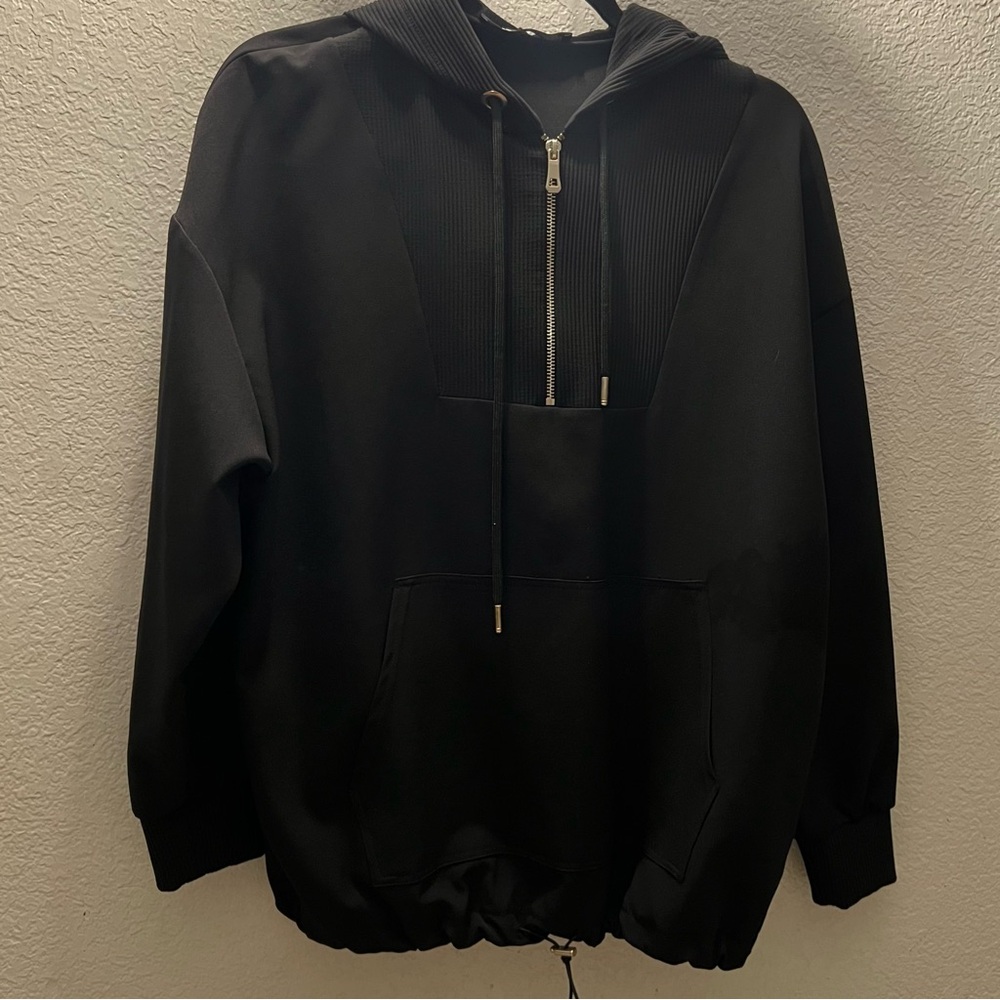 Zara Black Hooded Jacket with Zipper